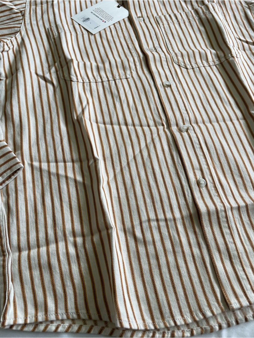 Banana Republic Cream & Tan Striped Button-Down Shirt - Picture 6 of 9